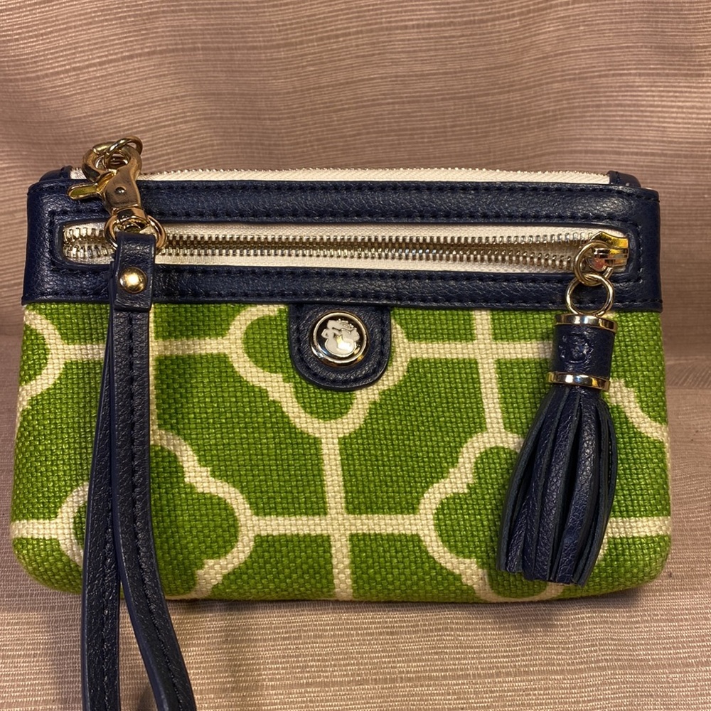 Spartina almost NEW leather/linen wristlet w/removable leash - Picture 16 of 16